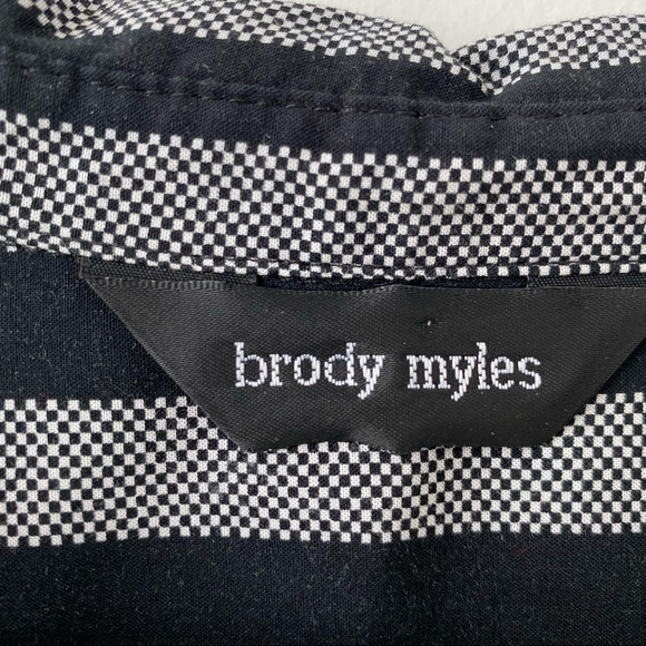 Brody Myles Grey And Black Vertical Stripes V Neck Top Size Small - Picture 7 of 10